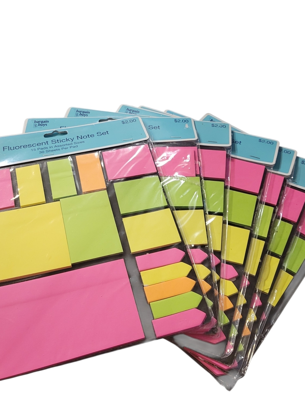 3150 Sheets! Fluorescent Sticky Note Set - Pink, Yellow, Lime, Orange